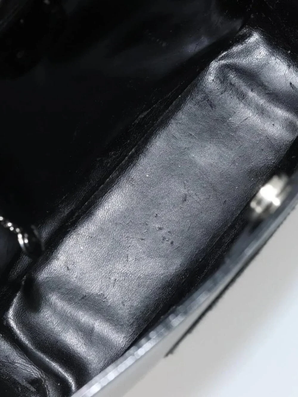 GUCCI Shoulder Bag Patent leather Black Silver 000 1013 0506 Auth 175750